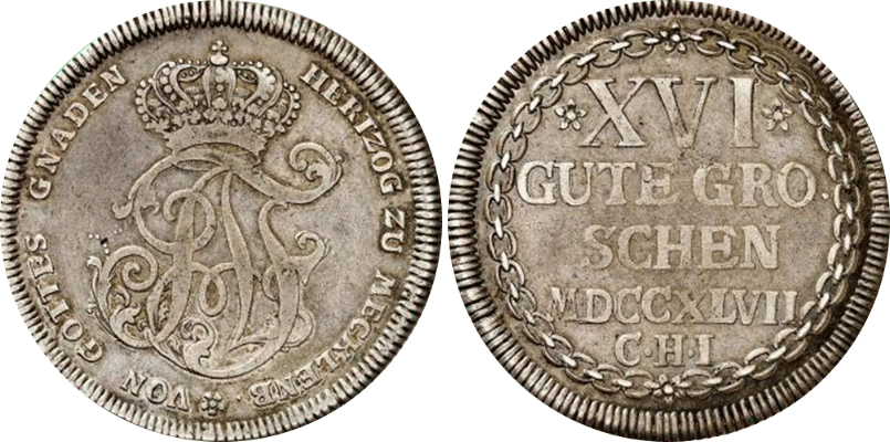 Münze XVI Gute Groschen von 1747